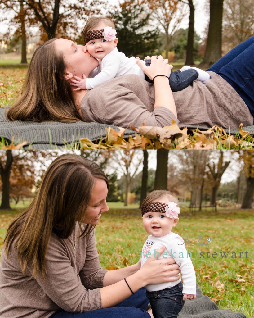 A six month old baby girl is snuggled with her mom in Cedar Rapids {child photography}