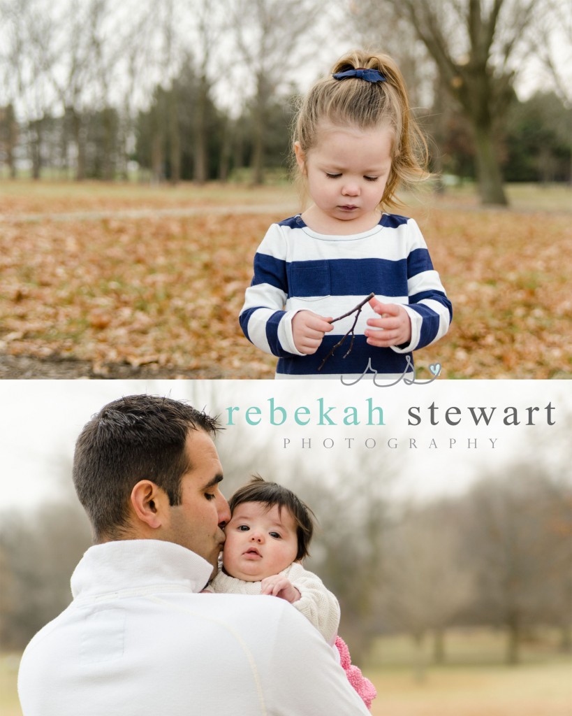 A family of four with two daughters plays in the leaves {Cedar Rapids family photographer}