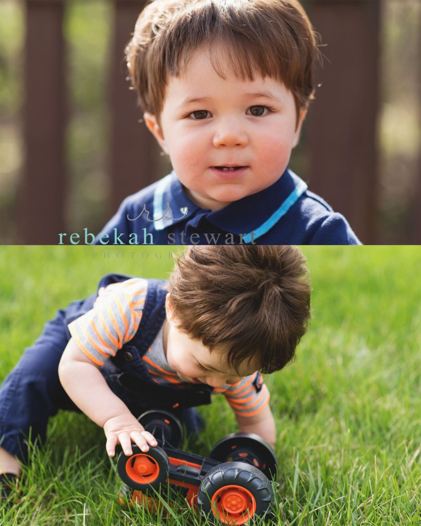 A one year old baby has a cake smash and plays in Cedar Rapids