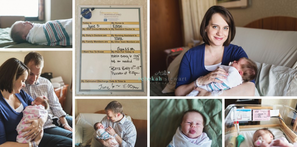 A family cuddles their newborn in Iowa City (Fresh 48 hospital photography}