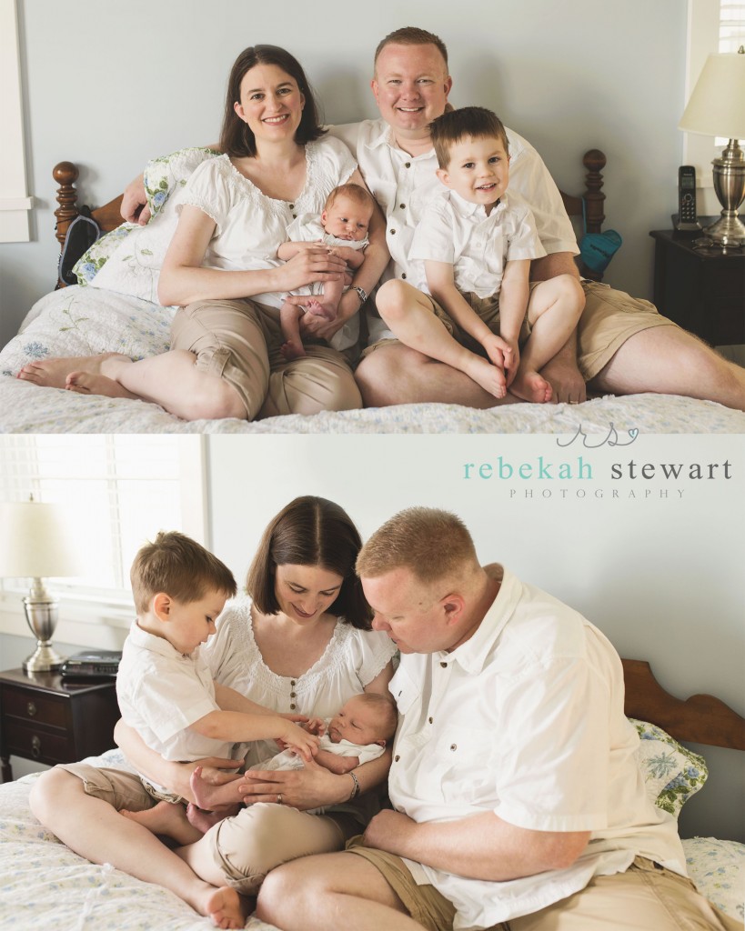 A family of four has a lifestyle newborn session in Cedar Rapids