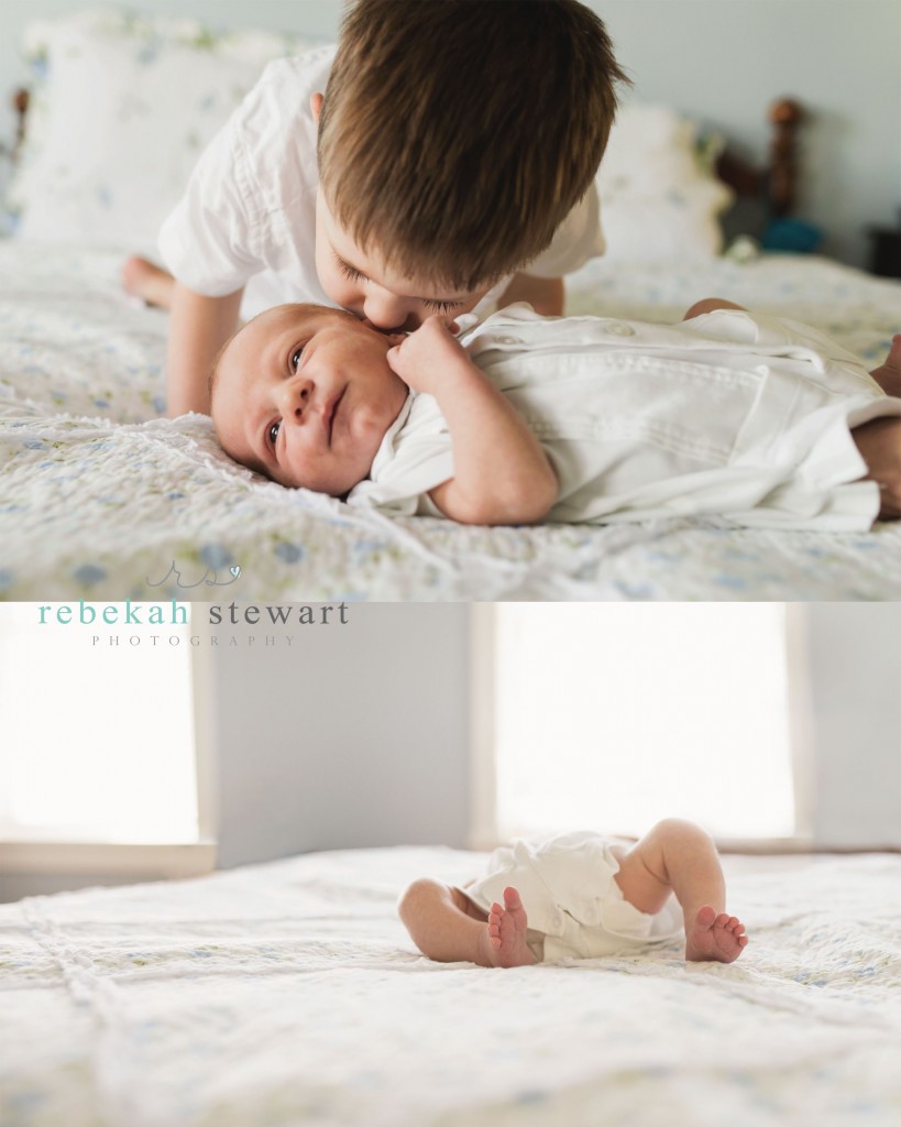 A family of four has a lifestyle newborn session in Cedar Rapids