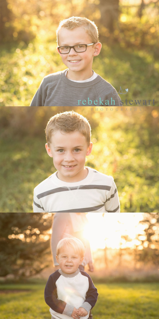Boys smile at the camera in gorgeous fall light | family