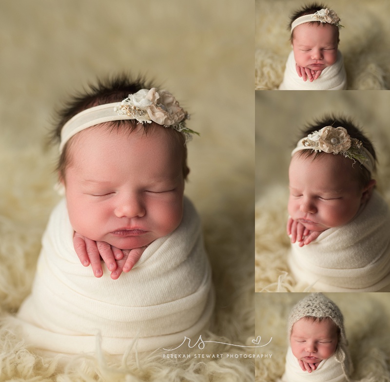 sleepiest baby girl is photographed during her newborn session in Cedar Rapids