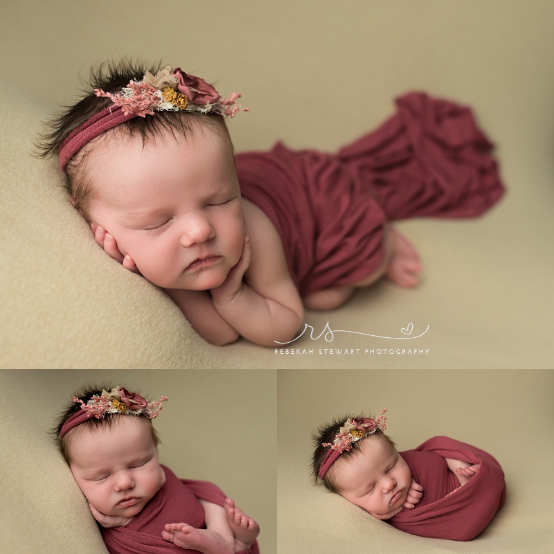 sleepiest baby girl is photographed during her newborn session in Cedar Rapids