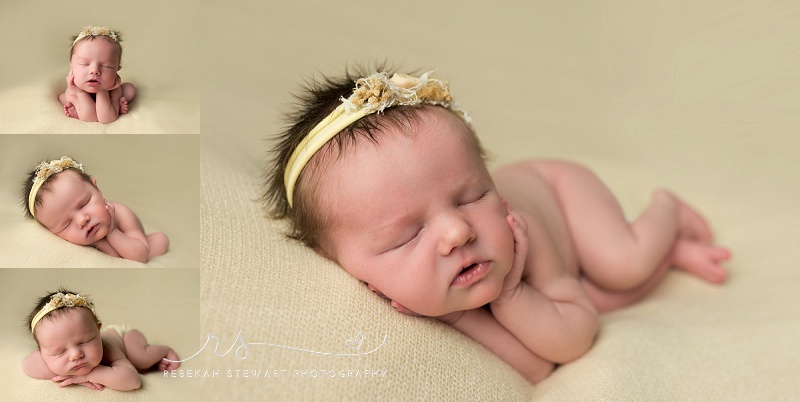 sleepiest baby girl is photographed during her newborn session in Cedar Rapids