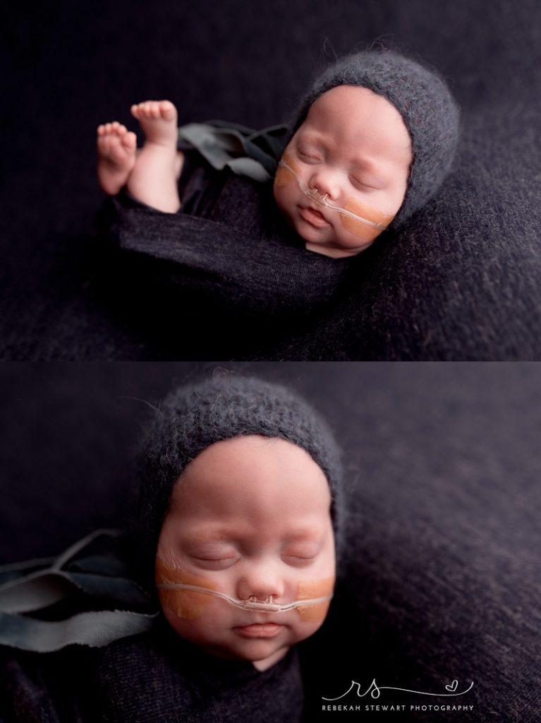 NICU graduate - a 25 week preemie has her newborn photo session in Cedar Rapids 