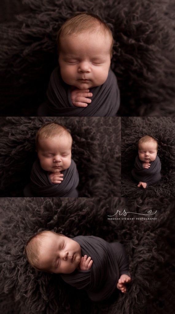 An adorable baby boy sleeps during his Cedar Rapids newborn photography session 