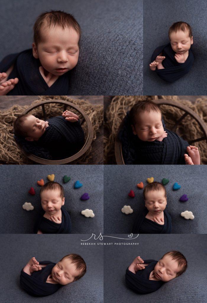 an adorable dark haired newborn boy sleeps during his cedar rapids photographer session