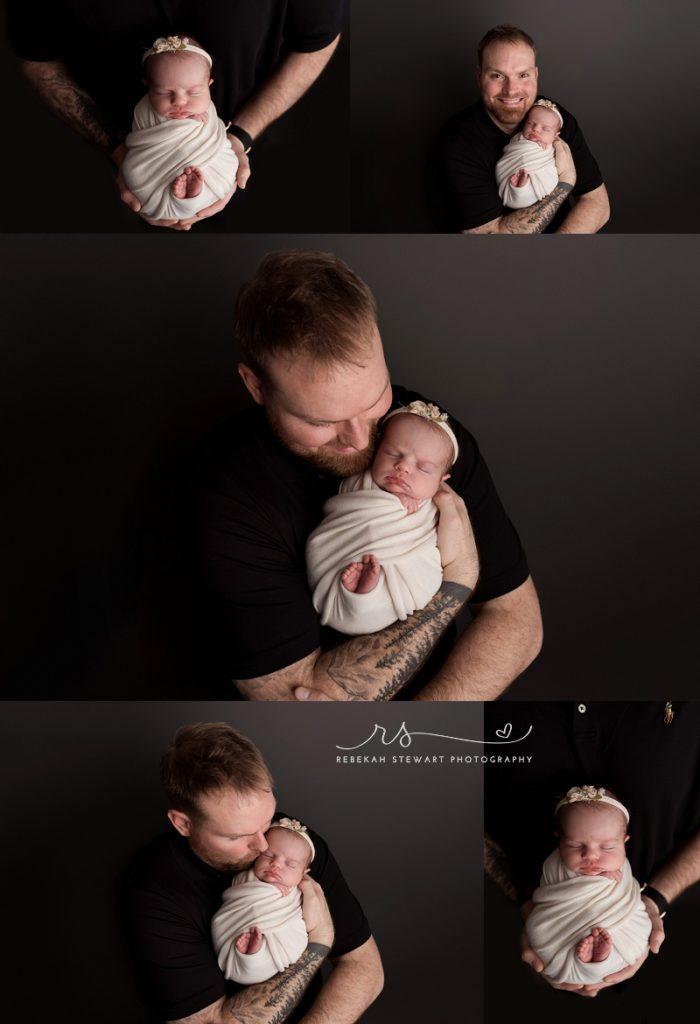 Sweet newborn girl { Cedar Rapids baby photos }, dad and baby posing photos