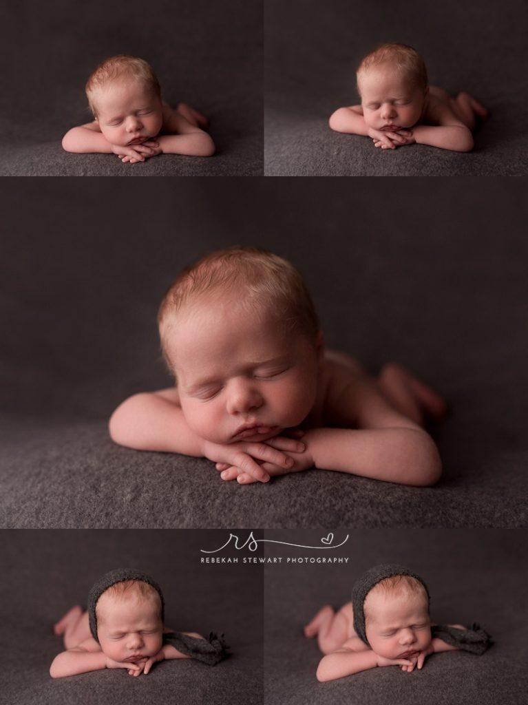 Baby boy chin on hands pose - Cedar Rapids newborn photography